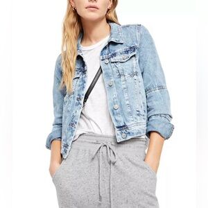 Free People Rumors Boho Western Slightly Cropped Womens Size M Blue Denim Jacket